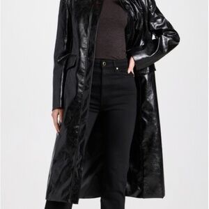 Moon River Faux Leather Trench